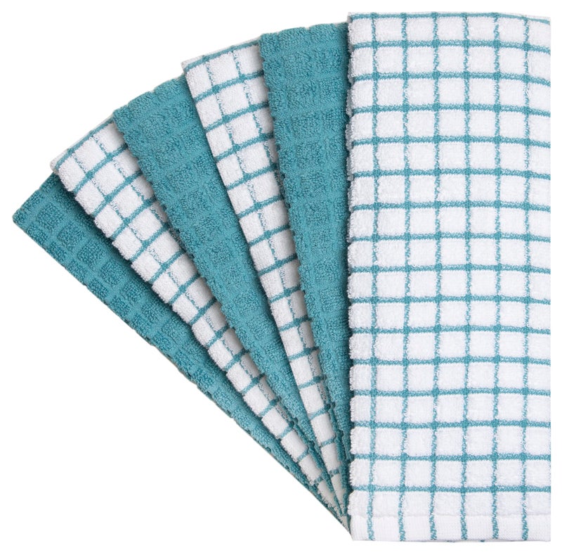 Bumble Towels مناديل مطبخ بامبل | مناديل صحون قطنية 100% مع حلقة للتعليق | 16" × 28" | 380 جرام لكل متر مربع | مجموعة مناديل مطبخ ماصة | 6 عبوات، أكوا - Image 2